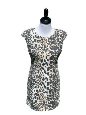 VTG Mika & Gala Dress Women Sz 12 Bodycon y2K Leopard 90s Retro Knee Length